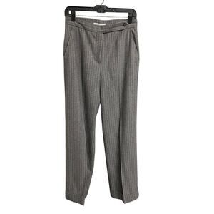 Max Mara Wool Blend Gray Pinstripe Pleated Cuffed Trouser Pants Womens US 2